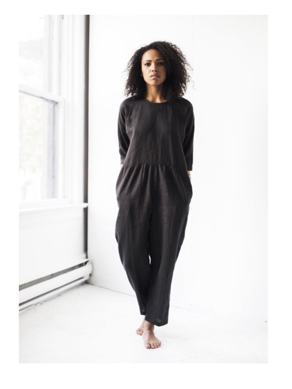 Korinne Vader Linen Jumpsuit Black O/S